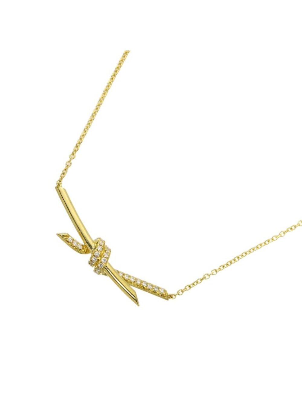 Tiffany & Co Knot Diamond Necklace 42 18k Yellow Gold